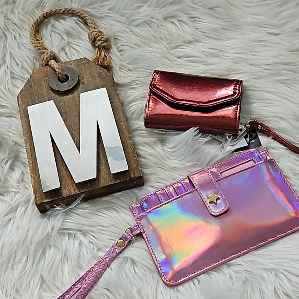 Maurices Maroon Wallet and Unbranded Iridescent Pink Wallet Set